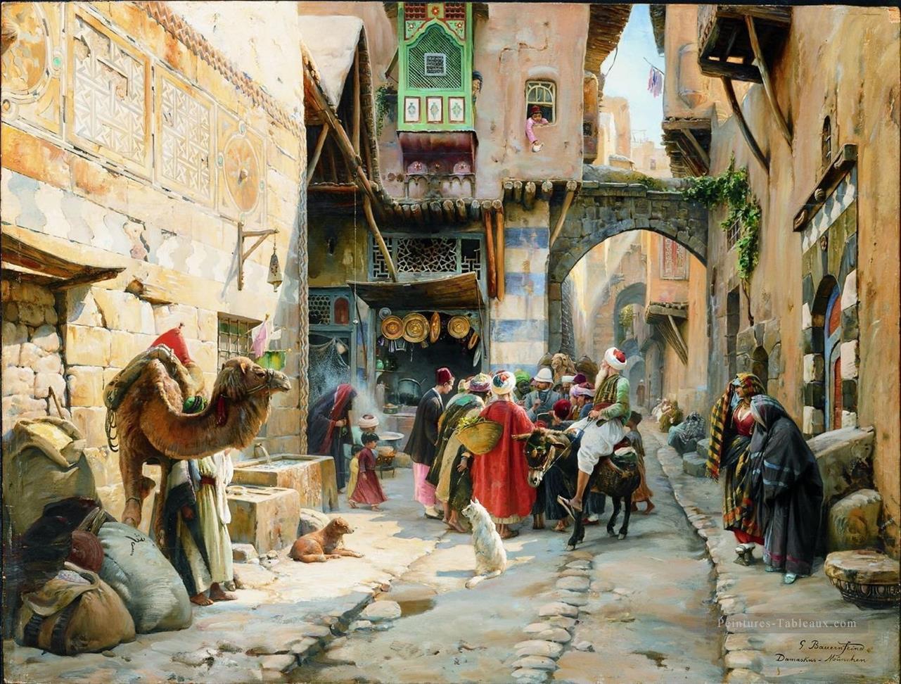 Une scène de rue Damas Gustav Bauernfeind orientaliste juif Peintures à l'huile